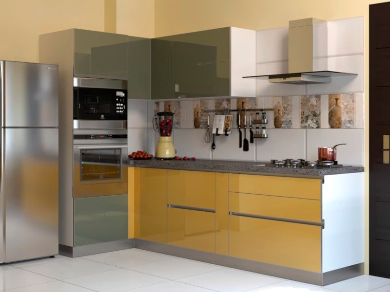 Summer Bloom L-Shaped Modular Kitchen