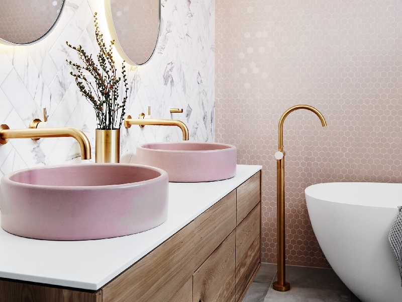 Colourblock Charm Modern Vibrant Bathroom Design