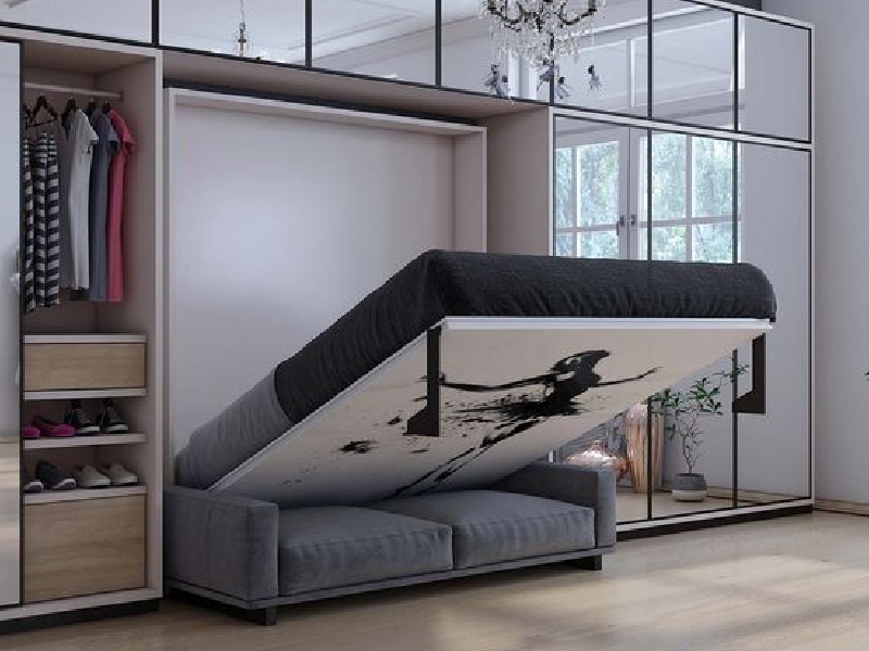 Queen Size Wall Mounted Foldable Bed With Storage