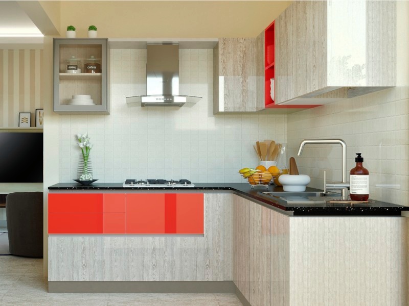 Spanish Carnival L-Shaped Modular Kitchen