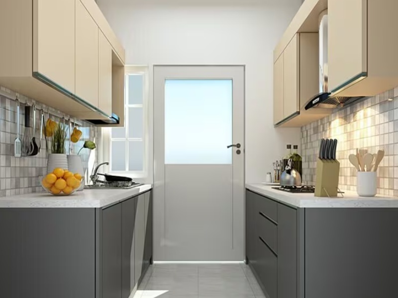 Gray Parallel Modular Kitchen