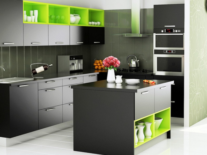 Modern L-Shaped Island Modular Kitchen