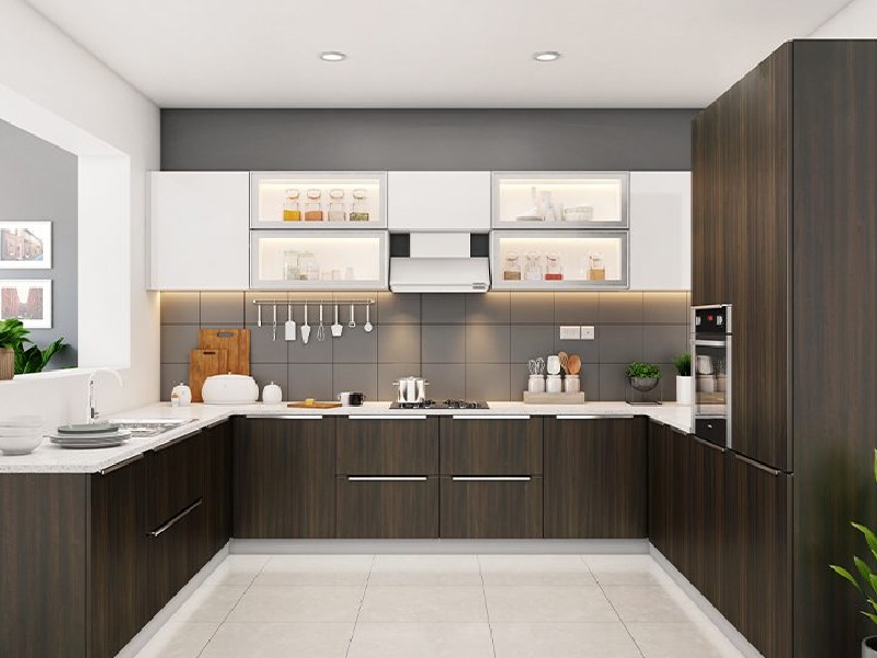 Modern U-Shaped Island Modular Kitchen