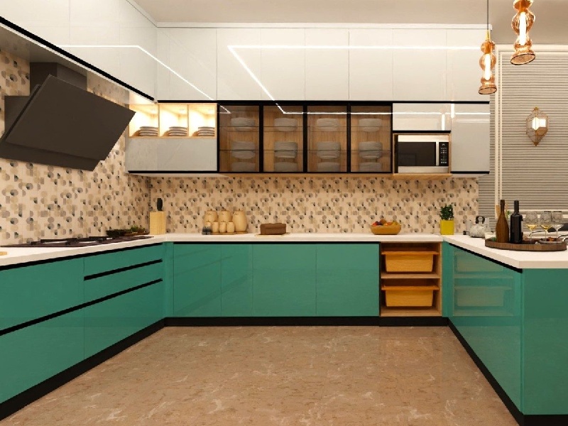 Modern U-Shaped Island Modular Kitchen