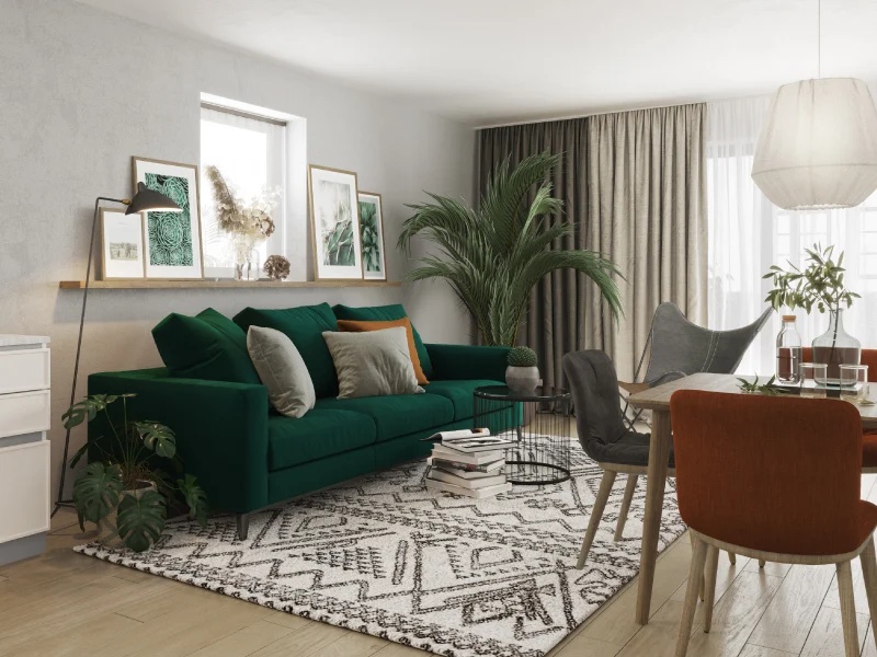 Contemporary and Bright Living Room Design