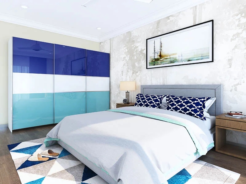 Ocean Blue Lacquered Glass Wardrobe