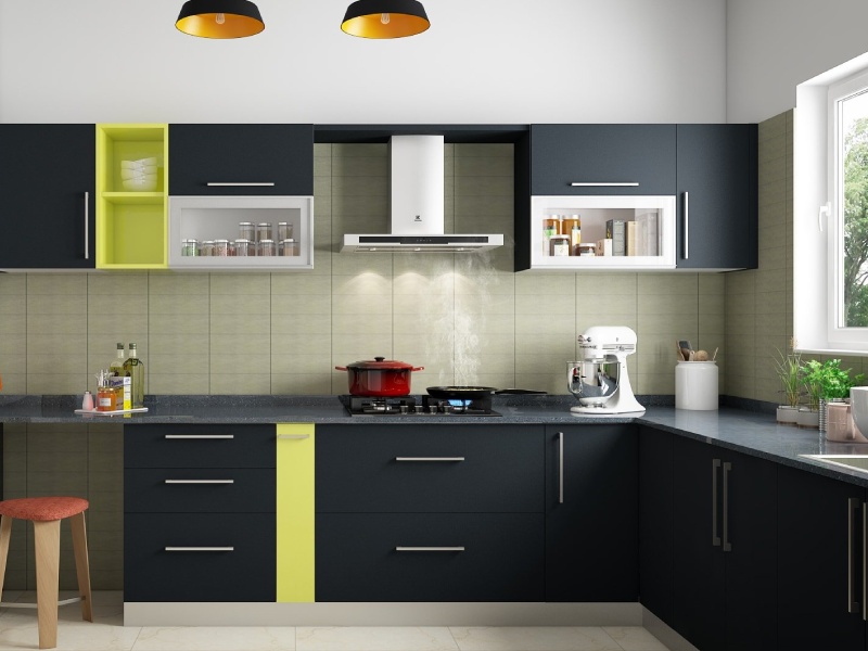 POP Theme L-Shaped Modular Kitchen